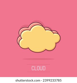 Vector cartoon cloud sky icon in comic style. Air bubble sign illustration pictogram. Cloud business splash effect concept.