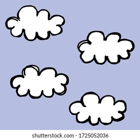 vector cartoon clouds on blue backgroun