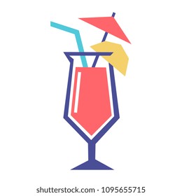 Vector Cartoon Cocktail Icon Isolated On White Background