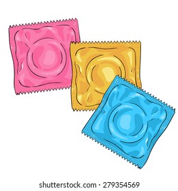 Vector Cartoon Color Condoms