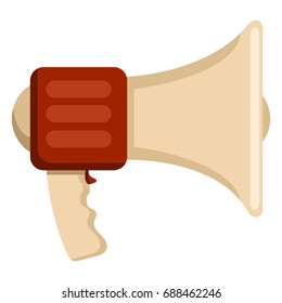 Vector Cartoon Color Flat Icon - Bullhorn on White Background