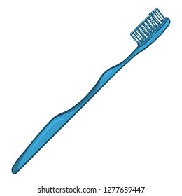 Vector Cartoon Color Illustration -Blue Toothbrush