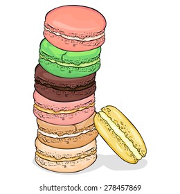 Vector Cartoon Color Macaroons
