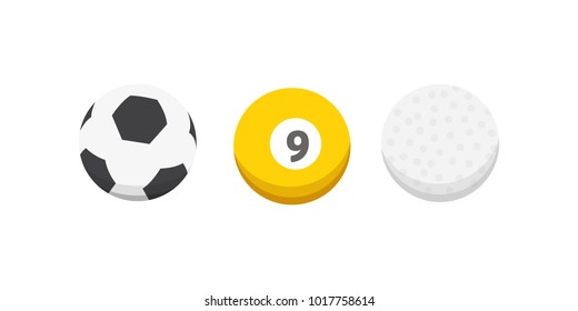 Vector cartoon colorful ball set. sport balls icons isolated