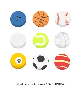 Vector cartoon colorful ball set. sport balls icons isolated