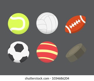 Vector cartoon colorful ball set. sport balls icons isolated