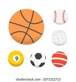 Vector cartoon colorful ball set. sport balls icons isolated