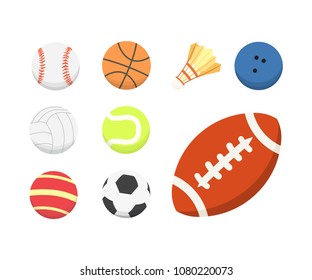 Vector cartoon colorful ball set. sport balls icons isolated