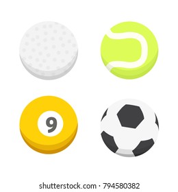 Vector cartoon colorful ball set. sport balls icons isolated