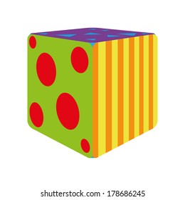 Vector Cartoon Colorful Cube Isolated On White Background