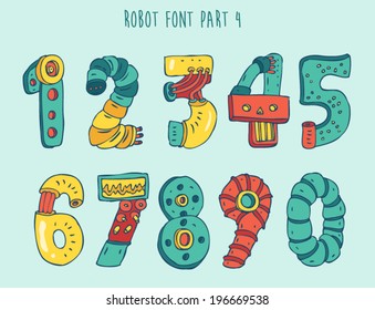 Vector Cartoon Colorful Robot Font (type) Part 4 (five Parts)