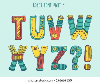 vector cartoon colorful robot font (type) part 3 (five parts)