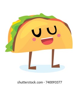 Vector cartoon comic style illustration set of happy smiling taco (Mexican food) character mascot