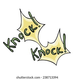 Vector Cartoon Comics Phrase - Knock Knock.