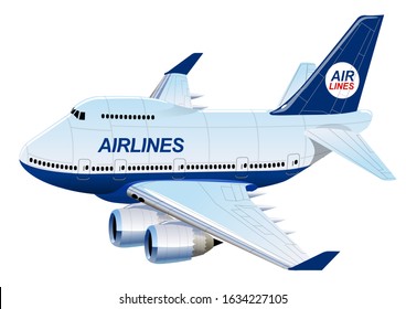 Vector Cartoon Commercial Airplane. Available EPS-10 vector format separated by groups for easy edit svg