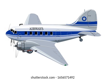 Vector Cartoon Commercial Airplane. Available EPS-10 vector format separated by groups for easy edit