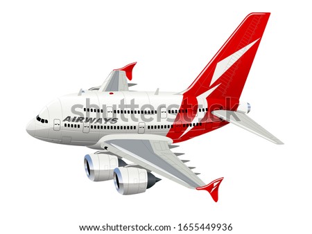 Vector Cartoon Commercial Airplane. Available EPS-10 vector format separated by groups for easy edit