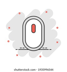 Vector cartoon computer mouse icon in comic style. Computer cursor sign illustration pictogram. Mouse business splash effect concept.