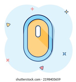 Vector cartoon computer mouse icon in comic style. Computer cursor sign illustration pictogram. Mouse business splash effect concept.