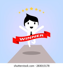vector cartoon concept happy winner, businessman character
