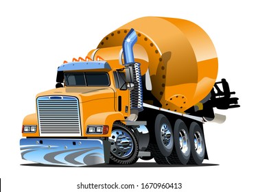 Vector Cartoon Concrete Mixer Truck Available EPS-10 vector format separated by groups and layers for easy edit