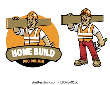 vector cartoon of construction Worker mascot