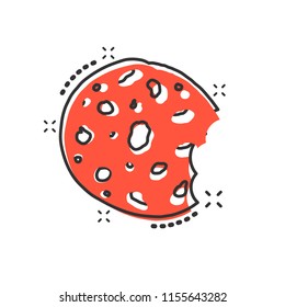 Vector cartoon cookie icon in comic style. Chip biscuit sign illustration pictogram. Pastry cookie business splash effect concept.