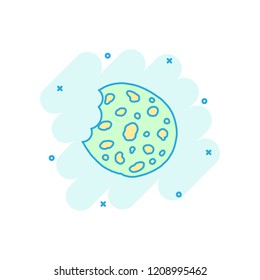 Vector cartoon cookie icon in comic style. Chip biscuit sign illustration pictogram. Pastry cookie business splash effect concept.
