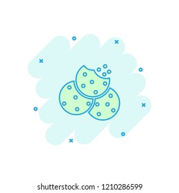Vector cartoon cookie icon in comic style. Chip biscuit sign illustration pictogram. Pastry cookie business splash effect concept.