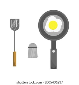 Vector cartoon of cooking equipment of fried egg