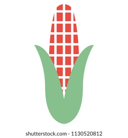 Vector Cartoon Corn Icon Isolated On White Background