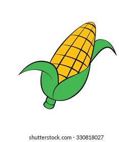 Vector cartoon corn on white background.
