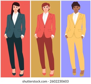vector cartoon of Corporate Woman, girl power, Stylish Office Lady flat illustration design. good for web design, power point design, avatar