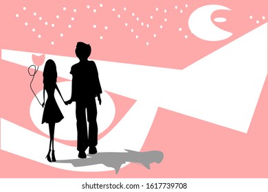 Vector cartoon of couple for the day of love From the imagination