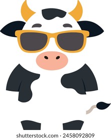 Vector de dibujos animados de la vaca desgaste ilustración de gafas de sol