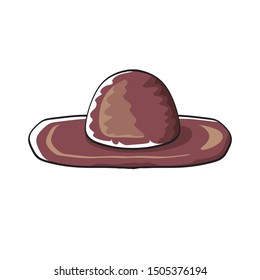 vector cartoon cowboy hat isolated on white background. Cowgirl leather hat 