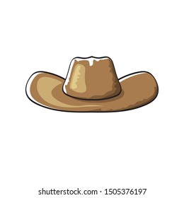 vector cartoon cowboy hat isolated on white background. Cowgirl leather hat 