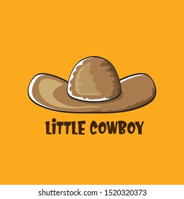 vector cartoon cowboy hat isolated on orange background. Little cowboy print for kids