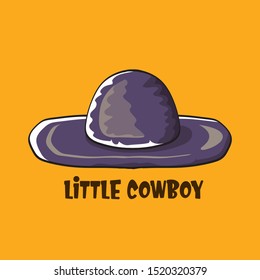 vector cartoon cowboy hat isolated on orange background. Little cowboy print for kids