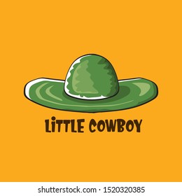 vector cartoon cowboy hat isolated on orange background. Little cowboy print for kids
