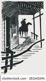 Vector cartoon cowboy western high detail accurate drawing