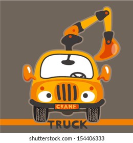 Vector Cartoon Crane Truck for babies