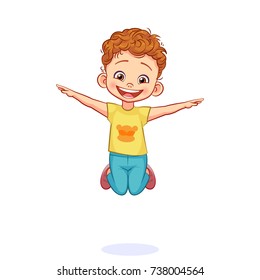 Vector Cartoon Crazy Boy Depicting Plane Stock Vector (Royalty Free ...