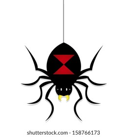 Vector Cartoon Creepy Black Widow Spider Isolated