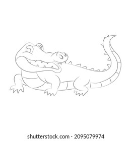 Vector cartoon crocodile outline design