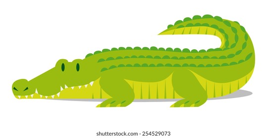 Vector Cartoon Crocodile solated On Blank Background