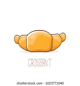 vector cartoon croissant icon isolated on white background. vector hand made bakery logo design template