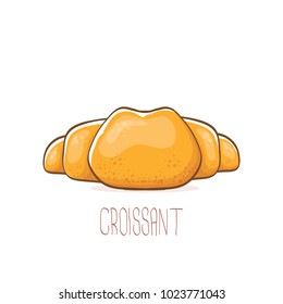 vector cartoon croissant icon isolated on white background. vector hand made bakery logo design template