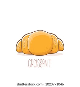 vector cartoon croissant icon isolated on white background. vector hand made bakery logo design template