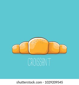vector cartoon croissant icon isolated on blue background. vector hand made bakery logo design template